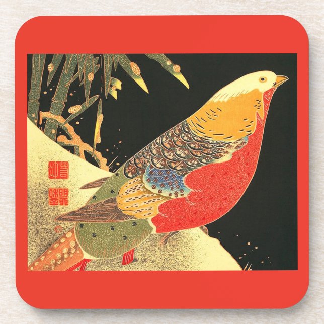 Meiji bird print coaster (Front)