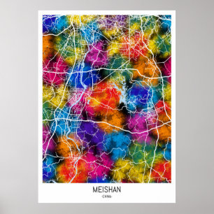  Meishan China City Map Poster