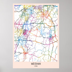Meishan China City Map Poster