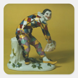 Meissen figure of Harlequin, c.1750 Square Sticker