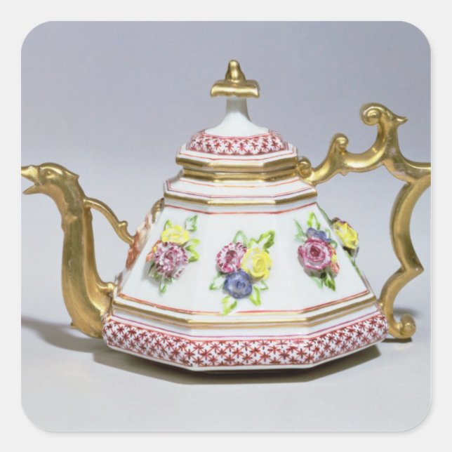 Meissen octagonal teapot, c.1718 square sticker (Front)