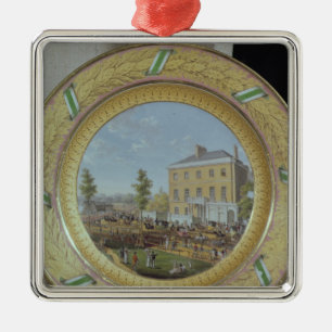 Meissen plate, decorated with a scene of metal tree decoration