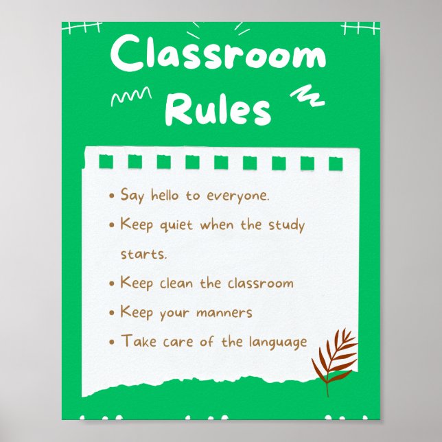 MEKIMI-  Aesthetic Printable Classroom Rules  Poster (Front)
