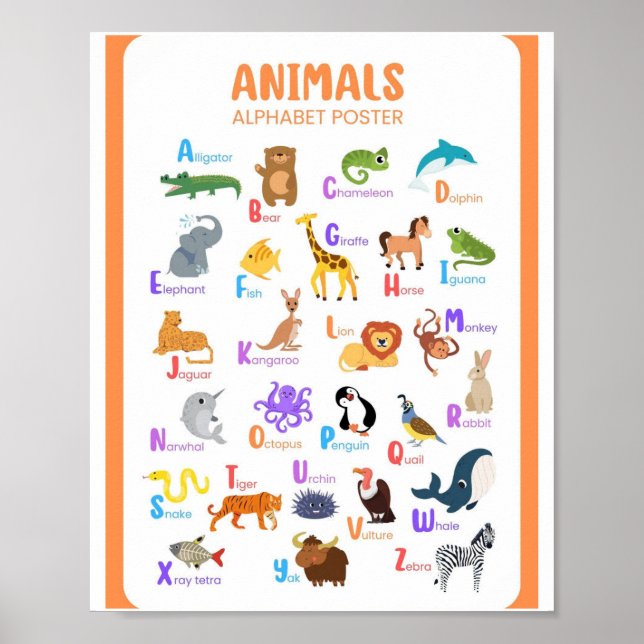 MEKIMI- Animals Alphabet Illustrative  Poster (Front)