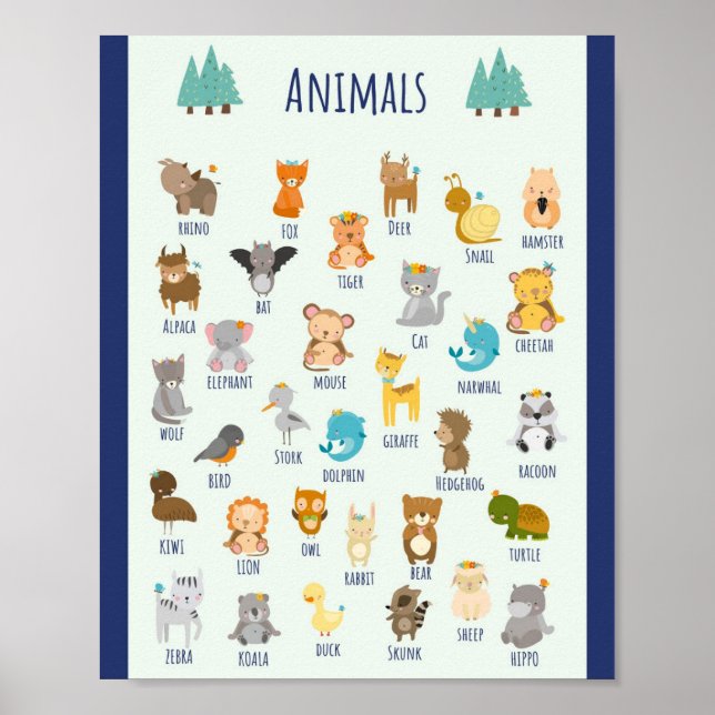 MEKIMI- Colourful Illustrated Animals Poster (Front)