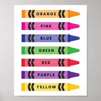 MEKIMI- Colours Vocabulary Crayons Poster