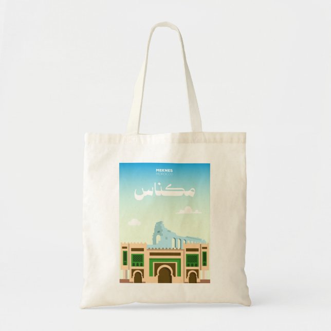 Meknes Morocco Tote – Artistic City Illustration Bag (Front)