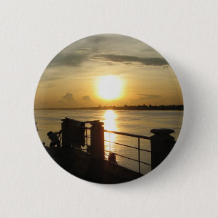 Mekong River Sunset ... Nong Khai, Isaan, Thailand 6 Cm Round Badge