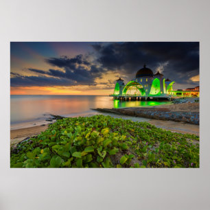 Melaka During Sunset Masjid Selat Poster