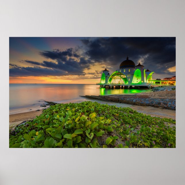 Melaka During Sunset | Masjid Selat Poster (Front)