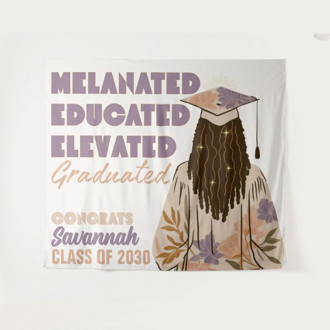 Melanated Educated Elevated Graduated Tapestry (Front (Horizontal))