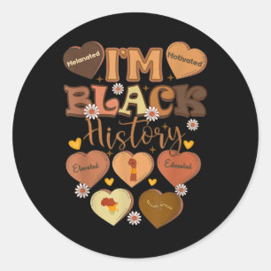 Melanated Motivated Educated Black History Month Classic Round Sticker