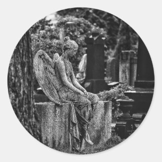 melancholic and pensive angel classic round sticker