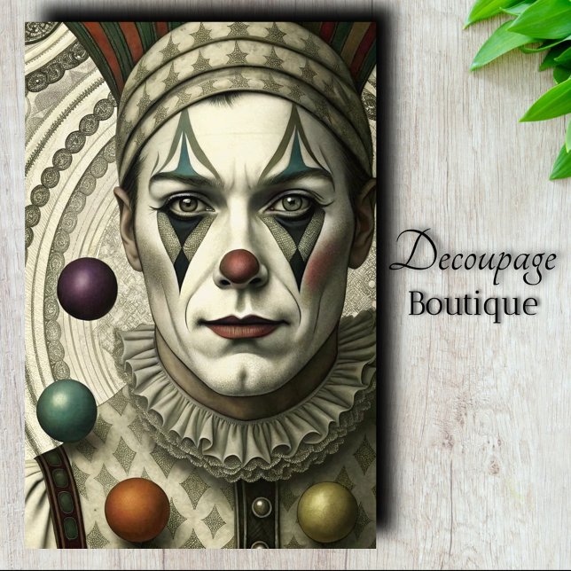 Melancholic Clown Decoupage Tissue Paper (Melancholic Clown Decoupage Tissue Paper)