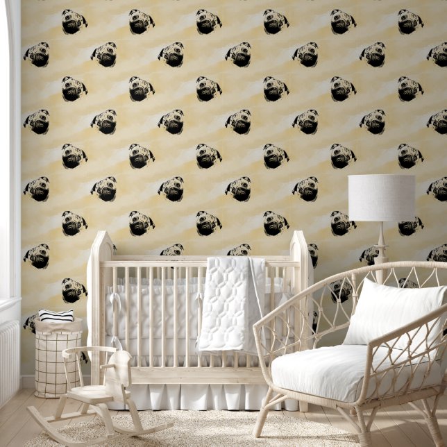Melancholic Pug Head - lines silhouette 1 Wallpaper (Kids)