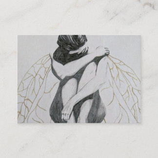 Melancholy drawing sadness fairy business cards. card
