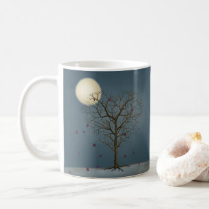 Melancholy Heart Shaped Tree Under Full Moon Coffee Mug