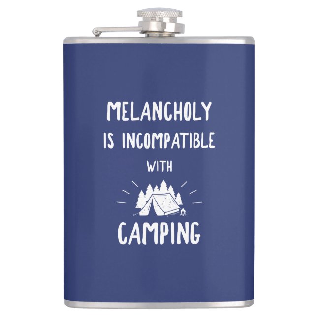 Melancholy Is Incompatible With Camping Hip Flask (Front)