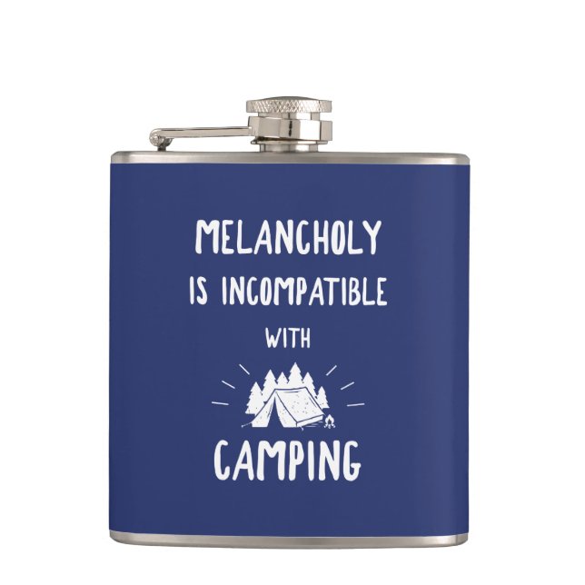 Melancholy Is Incompatible With Camping Hip Flask (Front)