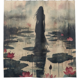 Melancholy Lotus Mist Watercolor (1) Shower Curtain