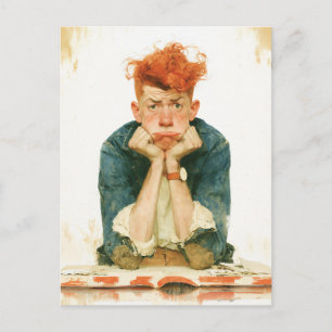 Melancholy Redhead Portrait Postcard