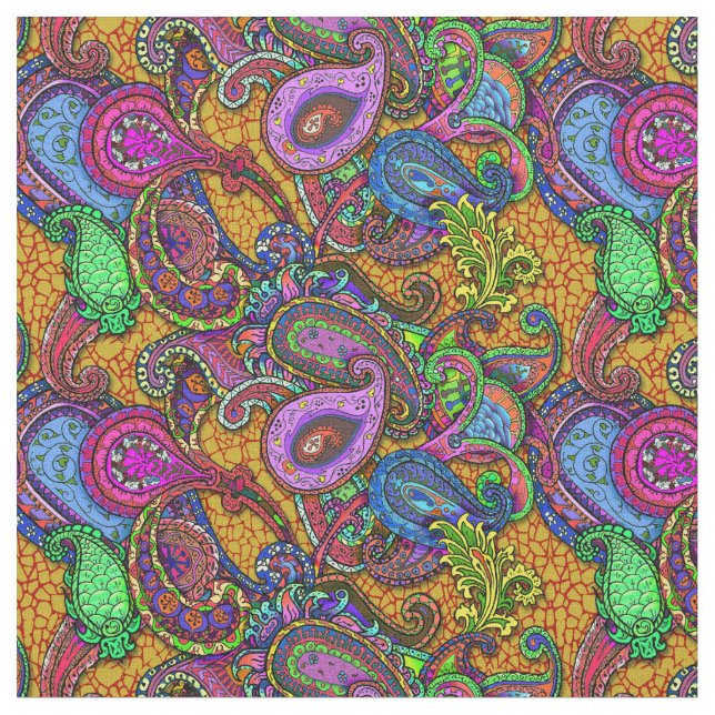 Melange Paisley Gold Fabric (Close Up)