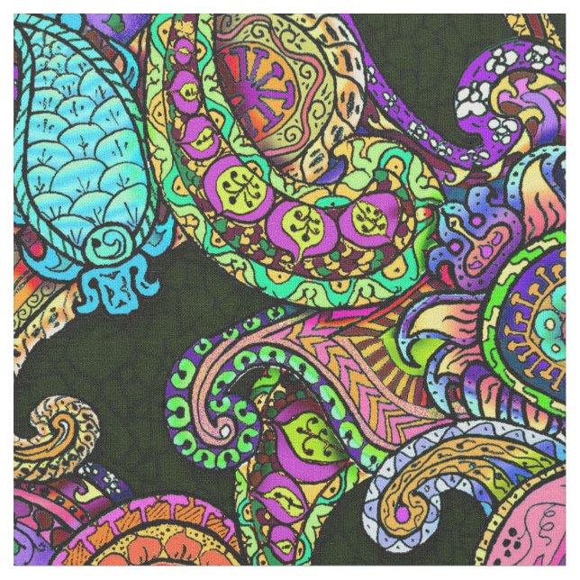 Melange paisley on black grande fabric (Close Up)