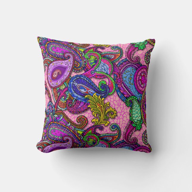 Melange Paisley with pink Cushion (Front)