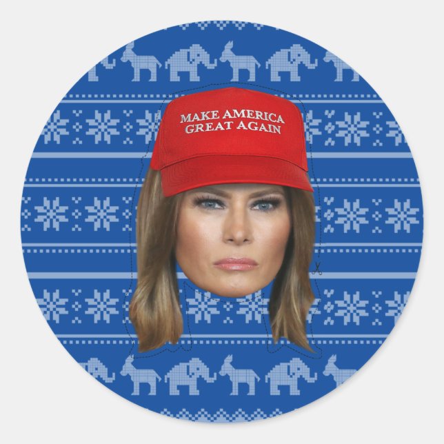 Melania Trump MAGA Christmas Classic Round Sticker (Front)