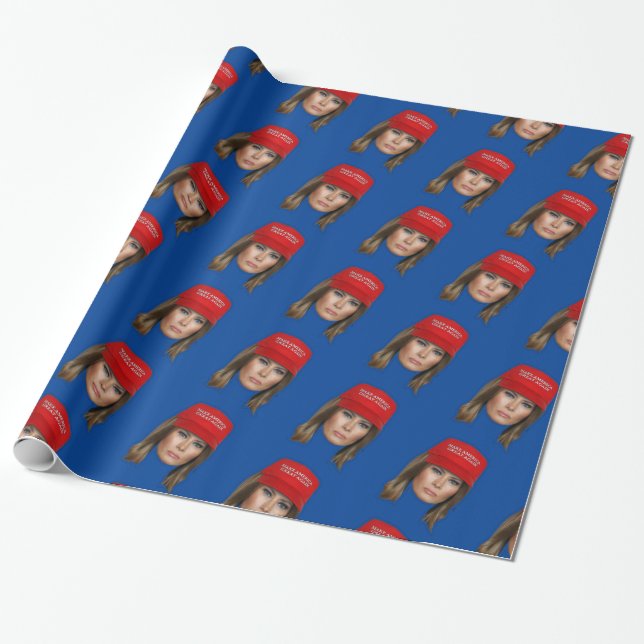 Melania Trump MAGA Christmas Wrapping Paper (Unrolled)