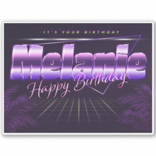 Melanie Name First name lila retro Sticker Birthda