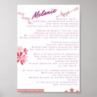 "Melanie" Name Poem Poster