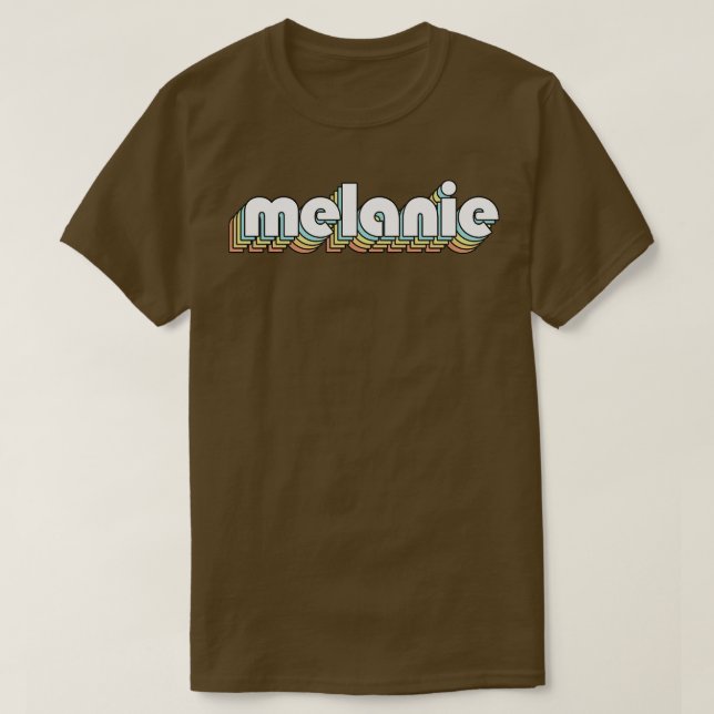 Melanie Retro Rainbow Typography Faded Style T-Shirt (Design Front)