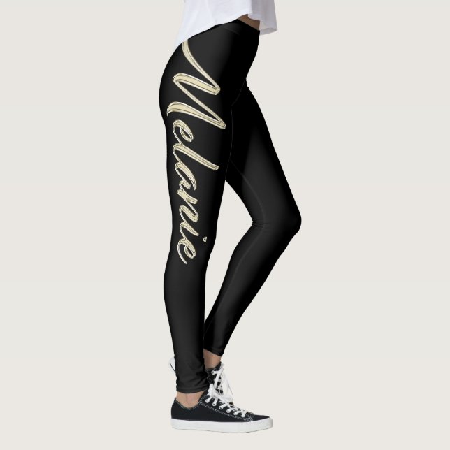 Melanie white gold Handwriting trousers Leggings (Right)
