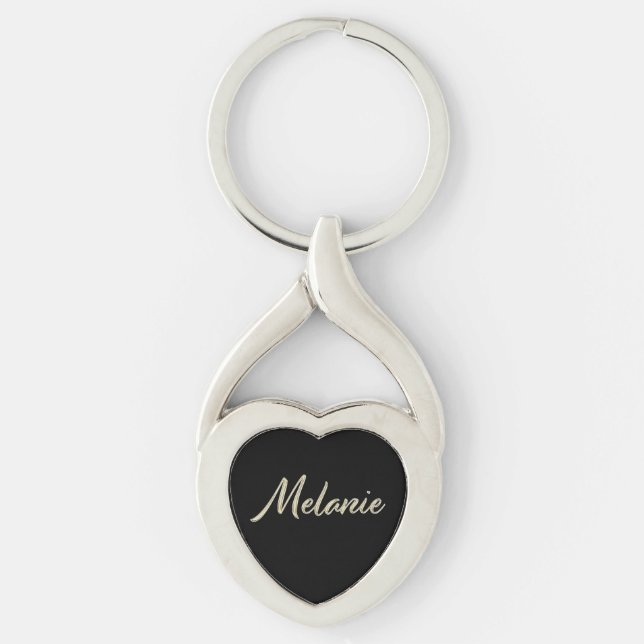 Melanie white gold keychain with handwriting (Front)