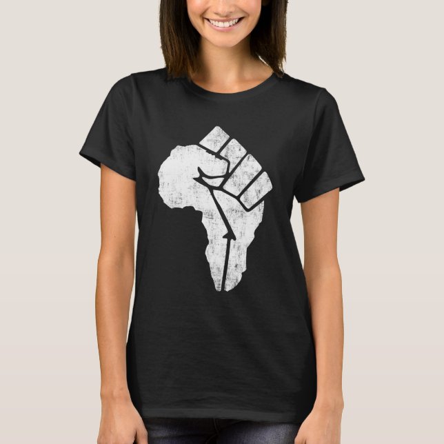 Melanin Africa Map Black History Month African Ame T-Shirt (Front)