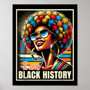 Melanin Afro Black Queen I Am Black History Retro Poster