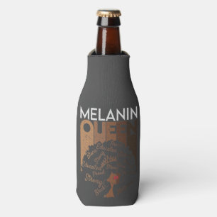Melanin Afro Queen Word Art  Bottle Cooler
