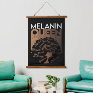 Melanin Afro Queen Word Art   Hanging Tapestry