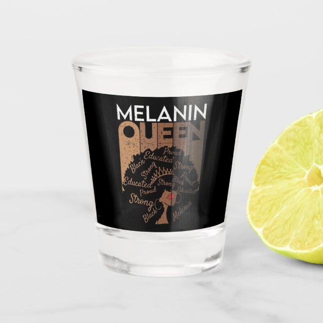 Melanin Afro Queen Word Art  Shot Glass (Front)