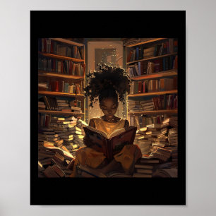 Melanin Afro Women Educated Reading Book Black His Poster