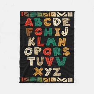 Melanin Alphabet Black History Month African Teach Fleece Blanket