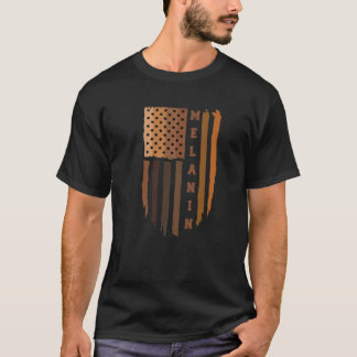Melanin American Flag - Black History T , Melanin T-Shirt