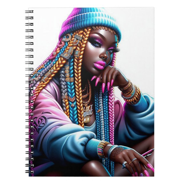 Melanin American Urban Fashion Woman Notebook (Front)