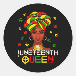 Melanin Black Queen Women Head Wrap Freedom Day  Classic Round Sticker