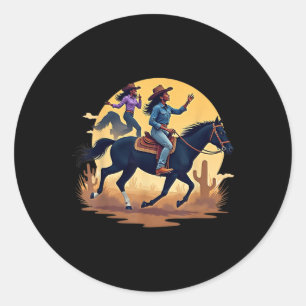 Melanin Black Women Western Rodeo Black Cowgirls T Classic Round Sticker