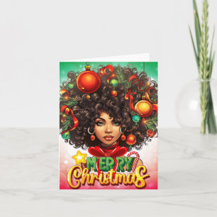 Melanin Christmas Black Queen Melanin Woman Xmas Note Card