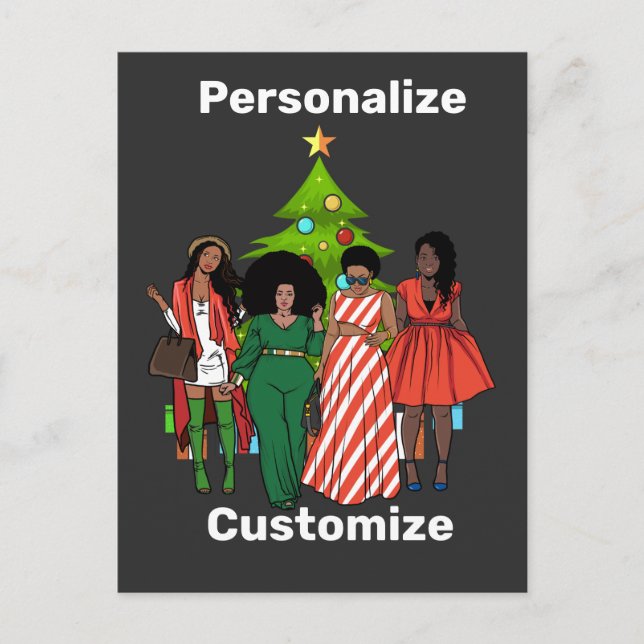 Melanin Christmas Black Sista Personalise Custom Postcard (Front)