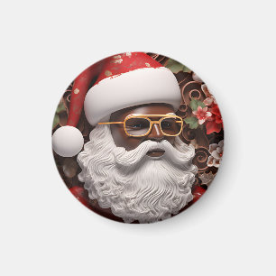Melanin Christmas Chocolate Black Santa Claus Fun Magnet