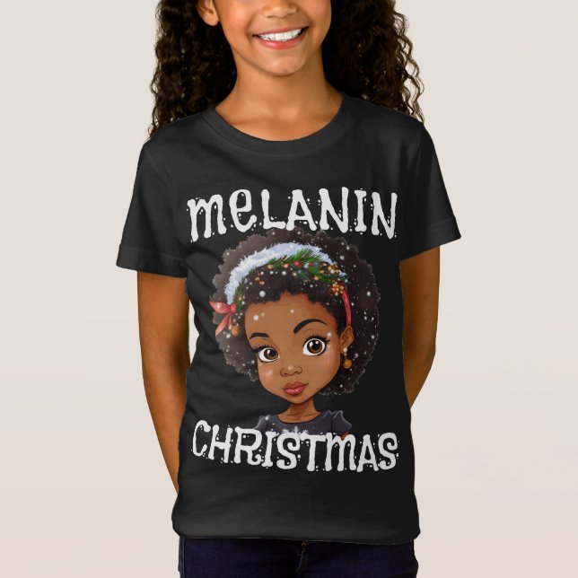 Melanin Christmas Love Black Girl Magic Sista T-Sh T-Shirt (Front)